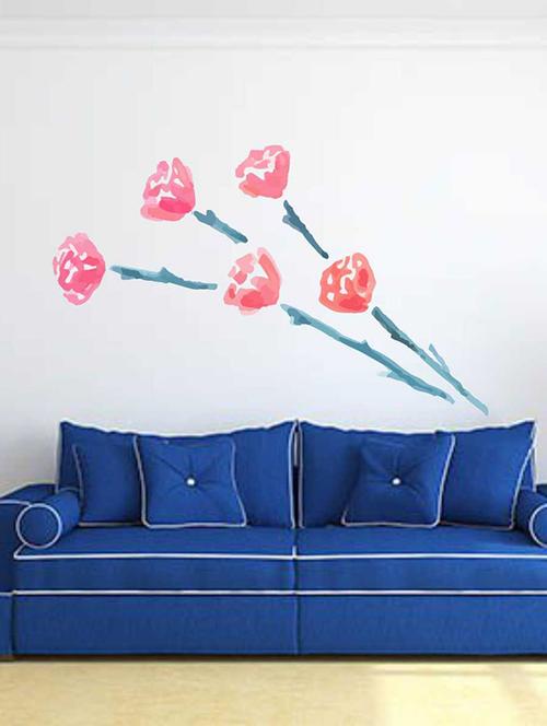 rawpockets wall decals ' red watercolor rose wall sticker '  wall stickers (pvc vinyl) multicolour - 15733237 - Very Small Image - 1