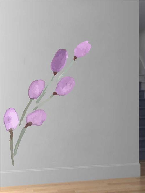 rawpockets wall decals ' purple tulip flower wall sticker '  wall stickers (pvc vinyl) multicolour - 15733242 - Very Small Image - 1