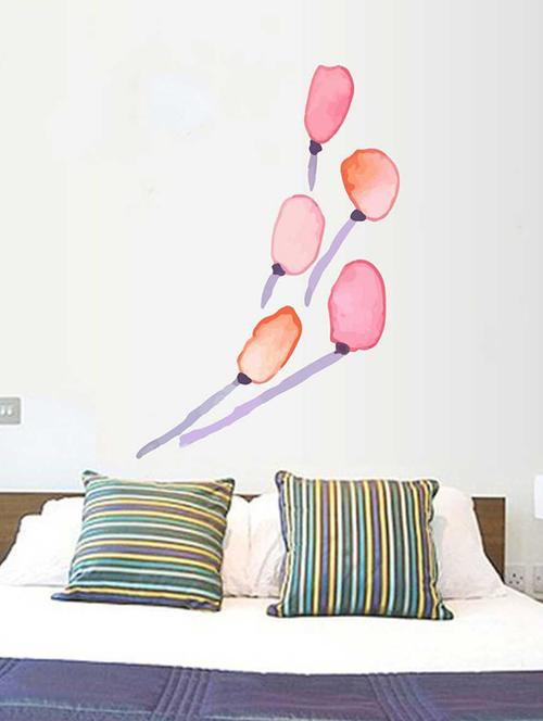 rawpockets wall decals ' red tulip flower and blue stem wall sticker '  wall stickers (pvc vinyl) multicolour - 15733246 - Very Small Image - 1