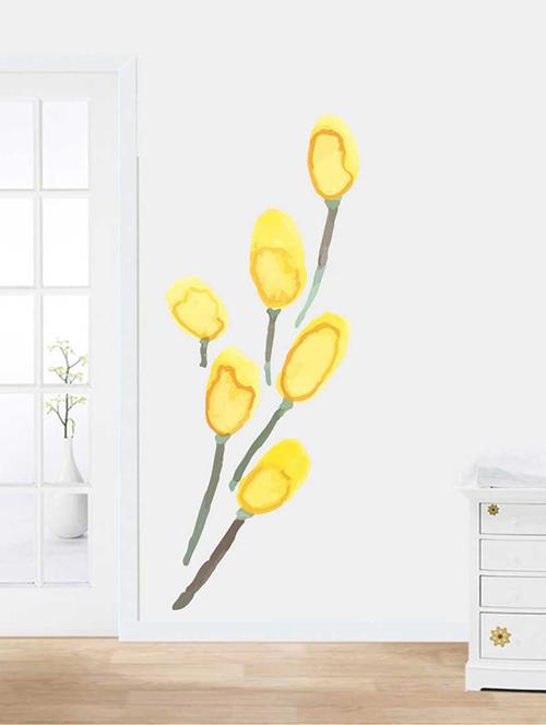 rawpockets wall decals ' yellow modern flower wall sticker '  wall stickers (pvc vinyl) multicolour - 15733248 - Very Small Image - 1