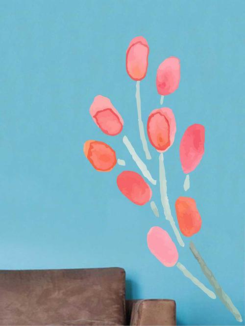 rawpockets wall decals ' pink modern flower wall sticker '  wall stickers (pvc vinyl) multicolour - 15733250 - Very Small Image - 1