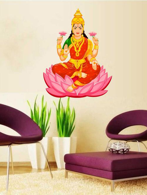 rawpockets wall decals ' goddess lakshmi wall sticker '  wall stickers (pvc vinyl) multicolour - 15733251 - Very Small Image - 1