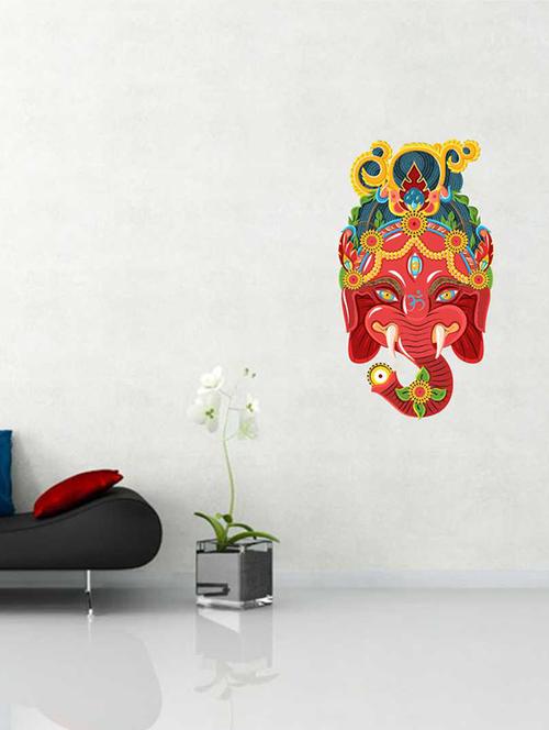 rawpockets wall decals ' colorful ganesha wall sticker '  wall stickers (pvc vinyl) multicolour - 15733261 - Very Small Image - 1