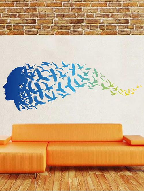 rawpockets wall decals ' face art wall sticker '  wall stickers (pvc vinyl) multicolour - 15733263 - Very Small Image - 1