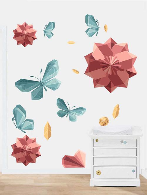 rawpockets wall decals ' flowers n butterfly wall sticker '  wall stickers (pvc vinyl) multicolour - 15733265 - Very Small Image - 1
