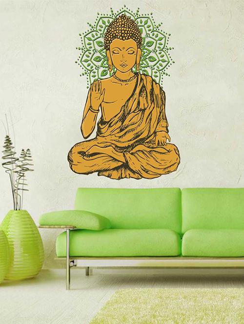 rawpockets wall decals ' lord buddha wall sticker '  wall stickers (pvc vinyl) multicolour - 15733275 - Very Small Image - 1