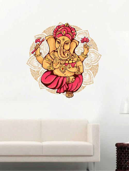 rawpockets wall decals ' lord ganesha decorative wall sticker '  wall stickers (pvc vinyl) multicolour - 15733286 - Very Small Image - 1