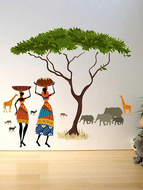 rawpockets wall decals ' african jungle story wall sticker '  wall stickers (pvc vinyl) multicolour - 15733292 - Very Small Image - 1