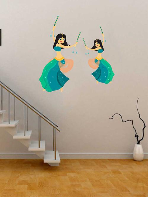 rawpockets wall decals ' garba dancing wall sticker '  wall stickers (pvc vinyl) multicolour - 15733313 - Very Small Image - 1