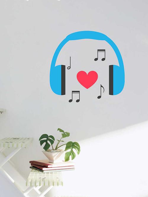 rawpockets wall decals ' headphone music wall sticker '  wall stickers (pvc vinyl) multicolour - 15733314 - Very Small Image - 1