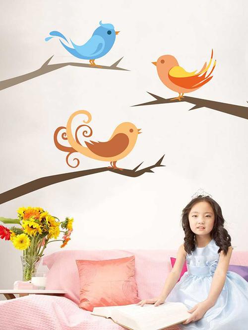 rawpockets wall decals ' birds wall sticker '  wall stickers (pvc vinyl) multicolour - 15733327 - Very Small Image - 1