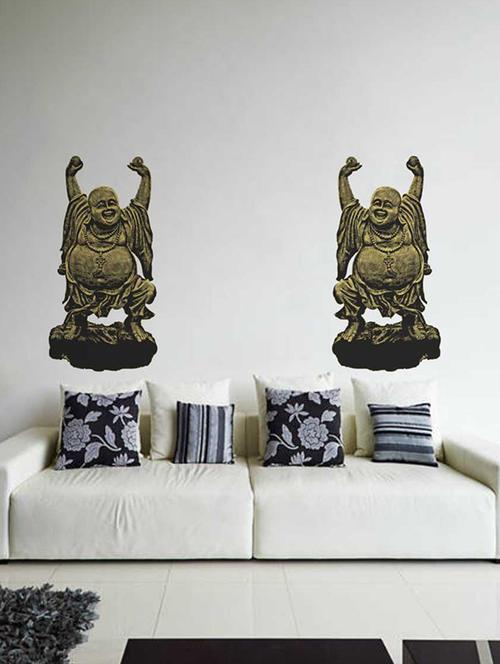rawpockets wall decals ' laughing buddha wall sticker '  wall stickers (pvc vinyl) multicolour - 15733338 - Very Small Image - 1