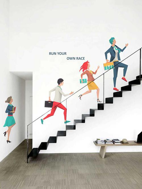 rawpockets wall decals ' run for life wall sticker '  wall stickers (pvc vinyl) multicolour - 15733366 - Very Small Image - 1