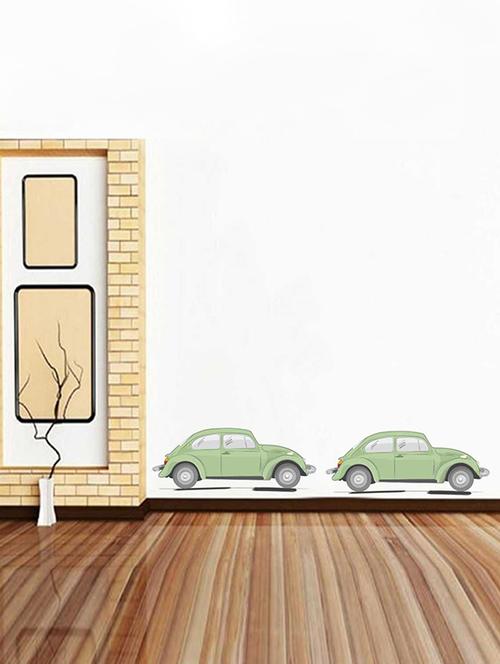 rawpockets wall decals ' classic car wall sticker '  wall stickers (pvc vinyl) multicolour - 15733372 - Very Small Image - 1