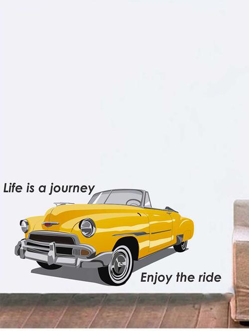 rawpockets wall decals ' vintage car quote wall sticker '  wall stickers (pvc vinyl) multicolour - 15733375 - Very Small Image - 1