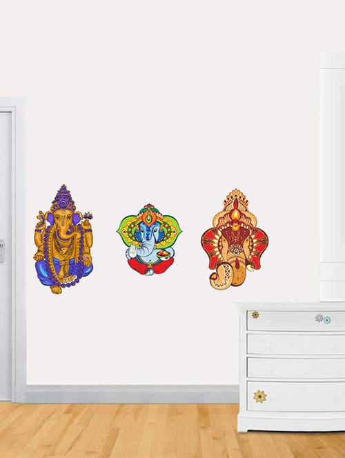 rawpockets wall decals ' lord ganesha combo wall sticker '  wall stickers (pvc vinyl) multicolour - 15733391 - Very Small Image - 1