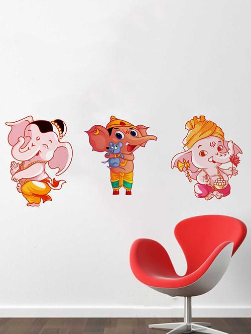 rawpockets wall decals ' lord baby ganesha tri combo wall sticker '  wall stickers (pvc vinyl) multicolour - 15733394 - Very Small Image - 1