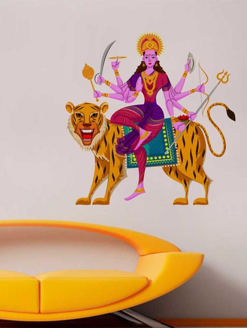 rawpockets wall decals ' goddess "durga maa devi" wall sticker '  wall stickers (pvc vinyl) multicolour - 15733410 - Very Small Image - 1