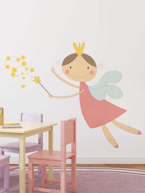 rawpockets wall decals ' baby angel with magic wand' wall decal sticker '  wall stickers (pvc vinyl) multicolour - 15733437 - Very Small Image - 1