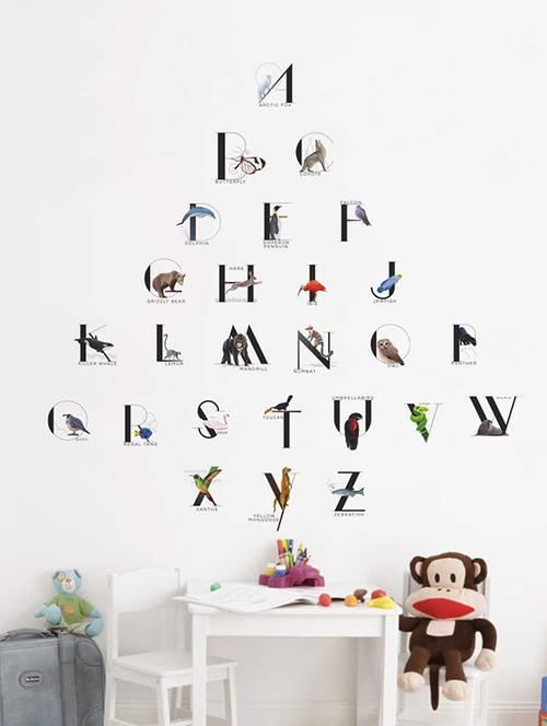 rawpockets wall decals ' english alphabets abcd with animals name' wall decal sticker '  wall stickers (pvc vinyl) multicolour - 15733458 - Very Small Image - 1