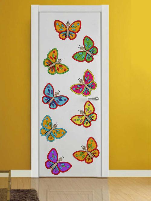 rawpockets wall decals ' colourful butterflies wall decal sticker '  wall stickers (pvc vinyl) multicolour - 15733466 - Very Small Image - 1