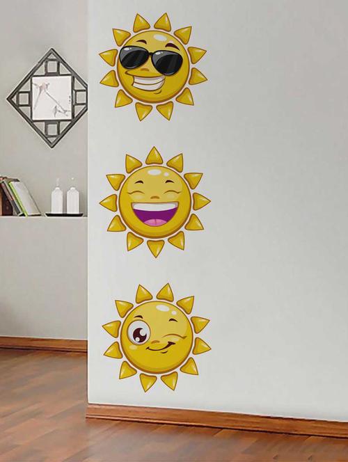 rawpockets wall decals ' sun smileys' wall decal sticker '  wall stickers (pvc vinyl) multicolour - 15733481 - Very Small Image - 1