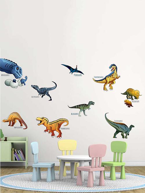 rawpockets wall decals ' dinosaurs family' wall decal sticker '  wall stickers (pvc vinyl) multicolour - 15733533 - Very Small Image - 1