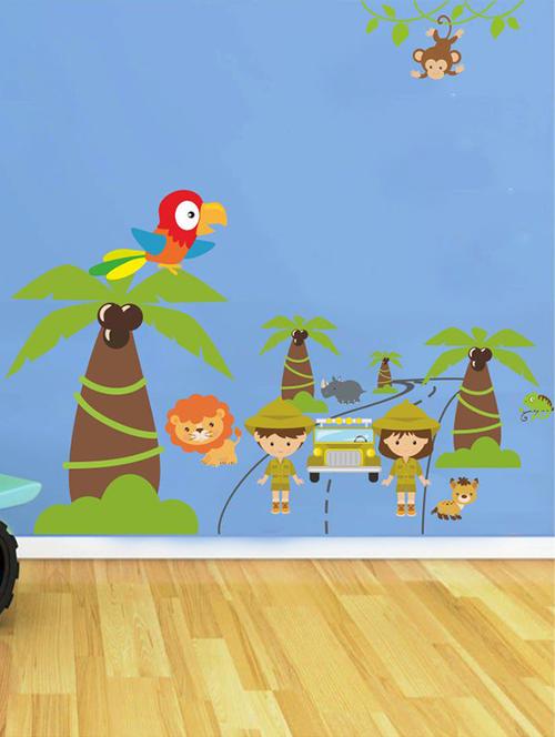 rawpockets wall decals ' forest n adventure story wall sticker '  wall stickers (pvc vinyl) multicolour - 15733585 - Very Small Image - 1