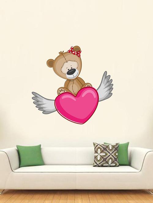 rawpockets wall decals ' teddy bear love wall sticker '  wall stickers (pvc vinyl) multicolour - 15733640 - Very Small Image - 1