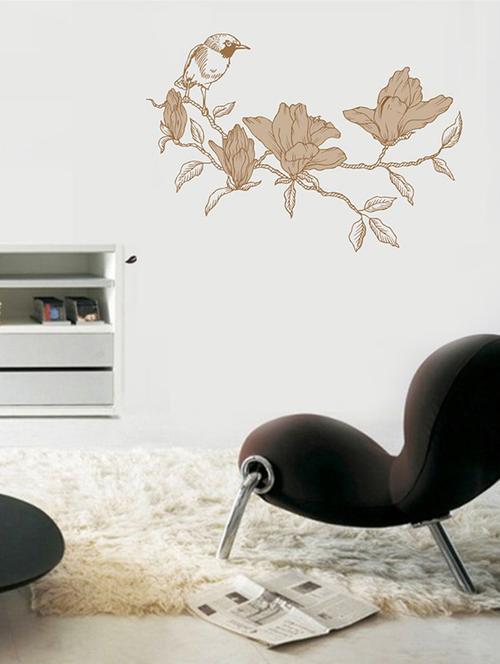 rawpockets wall decals ' bird and flower wall sticker '  wall stickers (pvc vinyl) multicolour - 15733651 - Very Small Image - 1