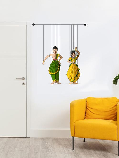 rawpockets wall decals ' rajasthani puppet dance wall sticker '  wall stickers (pvc vinyl) multicolour - 15733702 - Very Small Image - 1