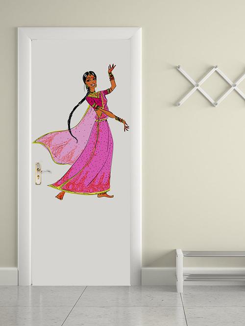 rawpockets wall decals ' east indian ethnic dance wall sticker '  wall stickers (pvc vinyl) multicolour - 15733706 - Very Small Image - 1