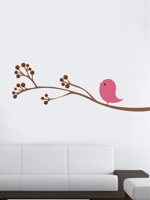 rawpockets wall decals ' pink bird wall sticker '  wall stickers (pvc vinyl) multicolour - 15733712 - Very Small Image - 1