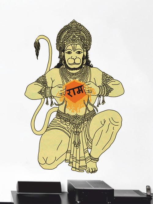 rawpockets wall decals ' lord ram on hanuman heart '  wall stickers (pvc vinyl) multicolour - 15733757 - Very Small Image - 1