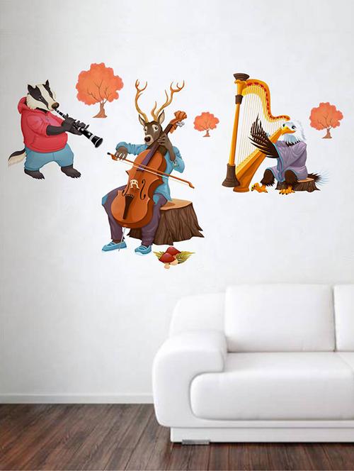rawpockets wall decals ' animals music troops '  wall stickers (pvc vinyl) multicolour - 15733760 - Very Small Image - 1