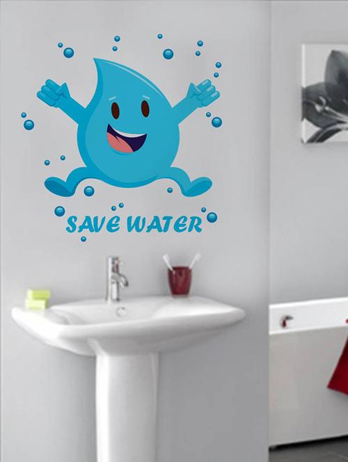 rawpockets wall decals ' save water emoticon '  wall stickers (pvc vinyl) multicolour - 15733768 - Very Small Image - 1