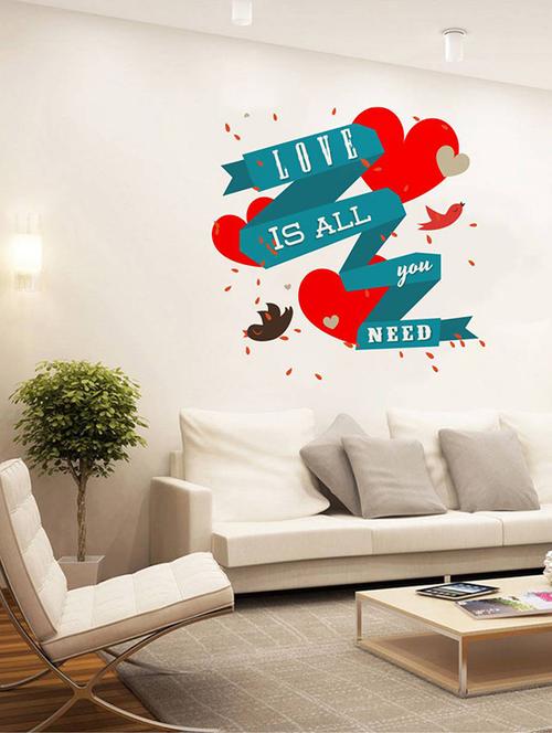 rawpockets wall decals ' love is all we need '  wall stickers (pvc vinyl) multicolour - 15733772 - Very Small Image - 1