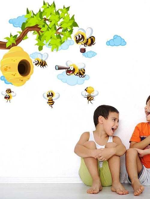 rawpockets wall decals ' bee story '  wall stickers (pvc vinyl) multicolour - 15733775 - Very Small Image - 1