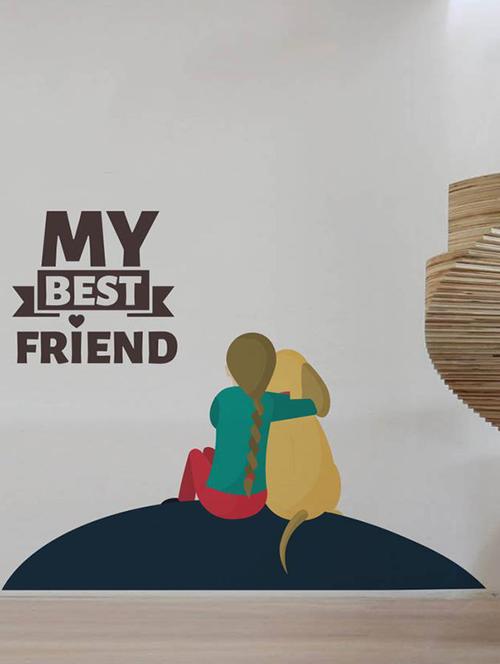 rawpockets wall decals ' best friend - doggie '  wall stickers (pvc vinyl) multicolour - 15733799 - Very Small Image - 1