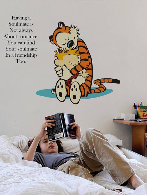 rawpockets wall decals ' calvin and hobbes quote about friendship '  wall stickers (pvc vinyl) multicolour - 15733815 - Very Small Image - 1
