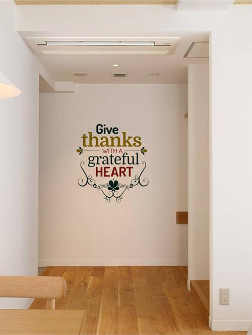 rawpockets wall decals ' give thanks with a greatful heart - quote '  wall stickers (pvc vinyl) multicolour - 15733832 - Very Small Image - 1
