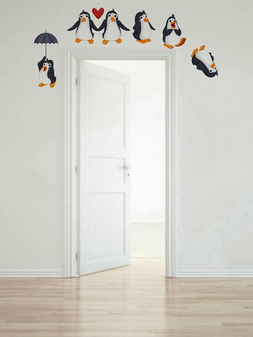 rawpockets wall decals ' living room : funny penguins '  wall stickers (pvc vinyl) multicolour - 15733863 - Very Small Image - 1
