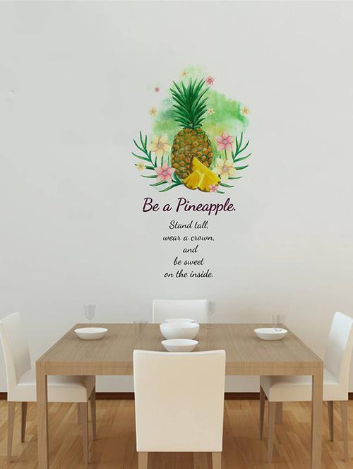 rawpockets wall decals '  be a pineapple ' quote '  wall stickers (pvc vinyl) multicolour - 15733865 - Very Small Image - 1