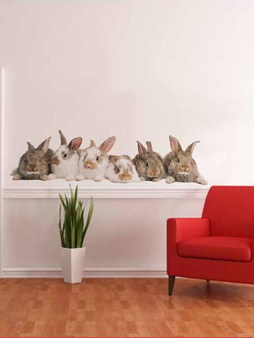 rawpockets wall decals ' living room group of rabbit '  wall stickers (pvc vinyl) multicolour - 15733879 - Very Small Image - 1