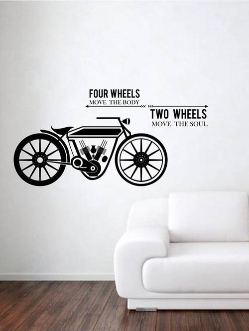 rawpockets wall decals ' four wheels two wheels '  wall stickers (pvc vinyl) multicolour - 15733916 - Very Small Image - 1