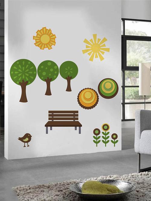rawpockets wall decals ' natural park '  wall stickers (pvc vinyl) multicolour - 15733928 - Very Small Image - 1