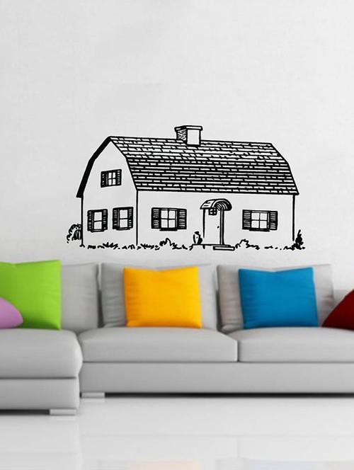 rawpockets wall decals ' beautiful village house  '  wall stickers (pvc vinyl) multicolour - 15733933 - Very Small Image - 1