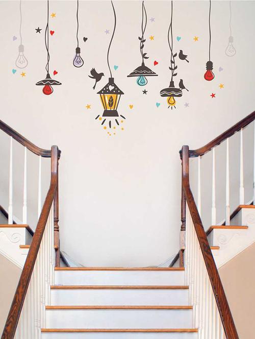 rawpockets wall decals ' birds nest and lights sparkling '  wall stickers (pvc vinyl) multicolour - 15733941 - Very Small Image - 1