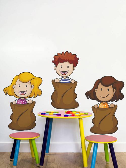 rawpockets wall decals ' kid's jump play - kids room '  wall stickers (pvc vinyl) multicolour - 15733947 - Very Small Image - 1