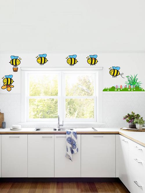 rawpockets wall decals ' bee and nature '  wall stickers (pvc vinyl) multicolour - 15733963 - Very Small Image - 1
